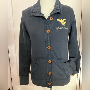 League Collegiate Wear WVU Women’s Button Front Sweatshirt, Large, Navy Blue